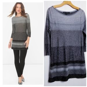 WHBM Womens Metallic Pointelle Knit Tunic Top
